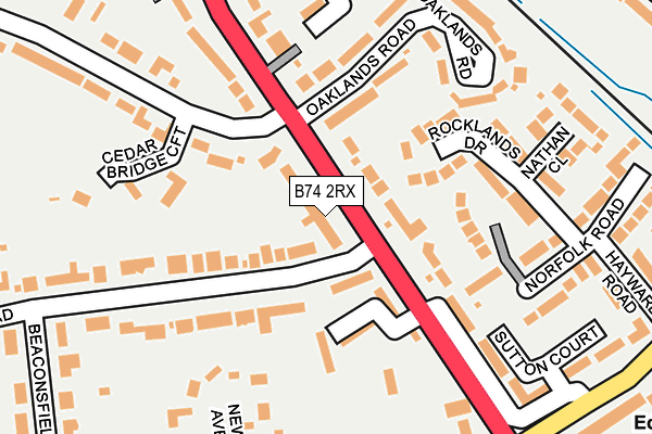 B74 2RX map - OS OpenMap – Local (Ordnance Survey)