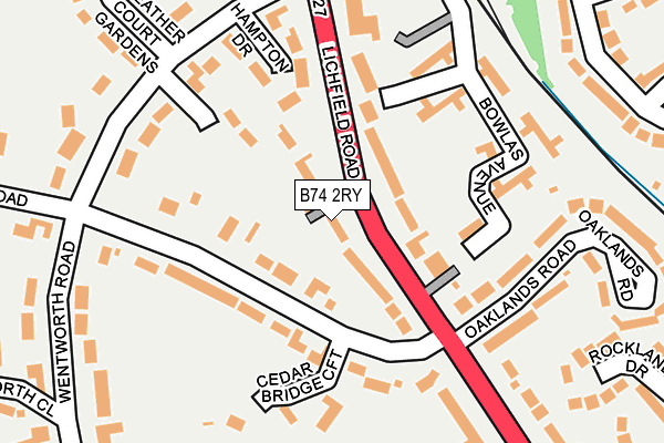 B74 2RY map - OS OpenMap – Local (Ordnance Survey)