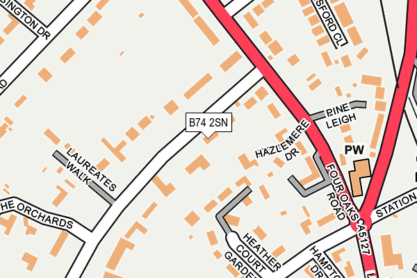 B74 2SN map - OS OpenMap – Local (Ordnance Survey)