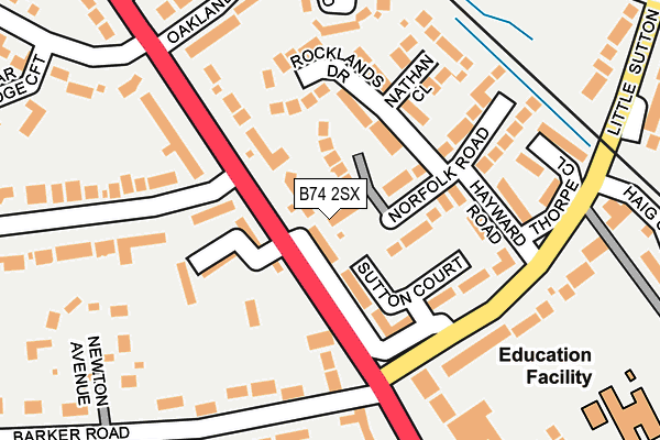 B74 2SX map - OS OpenMap – Local (Ordnance Survey)