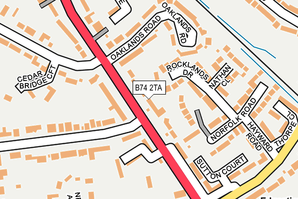 B74 2TA map - OS OpenMap – Local (Ordnance Survey)
