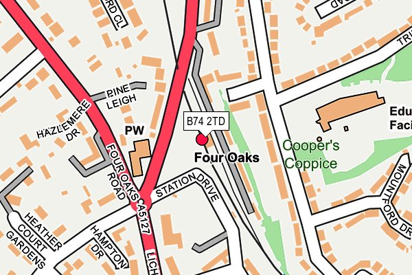 B74 2TD map - OS OpenMap – Local (Ordnance Survey)