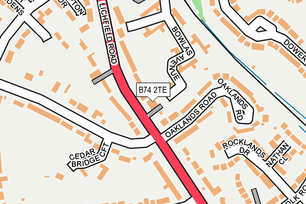 B74 2TE map - OS OpenMap – Local (Ordnance Survey)