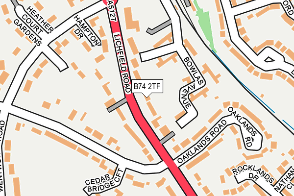 B74 2TF map - OS OpenMap – Local (Ordnance Survey)
