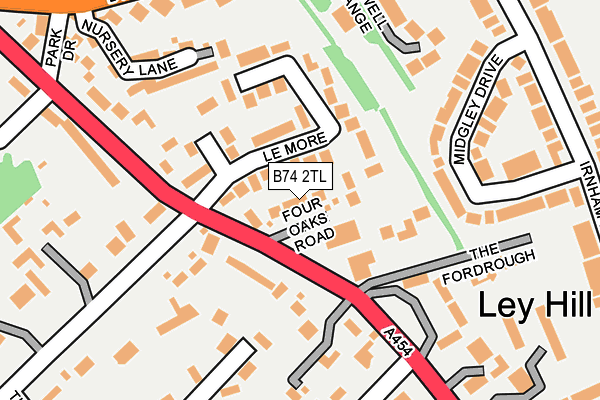 B74 2TL map - OS OpenMap – Local (Ordnance Survey)