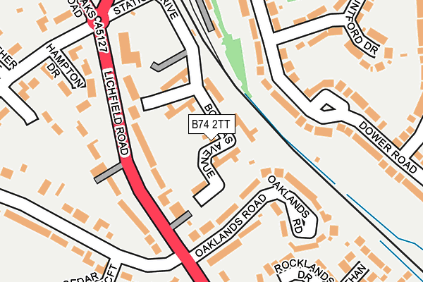 B74 2TT map - OS OpenMap – Local (Ordnance Survey)