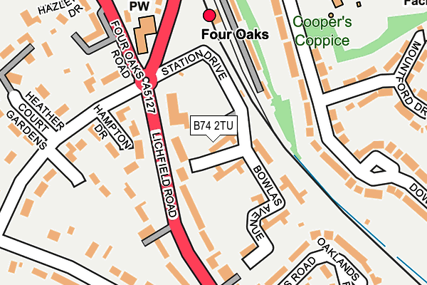 B74 2TU map - OS OpenMap – Local (Ordnance Survey)
