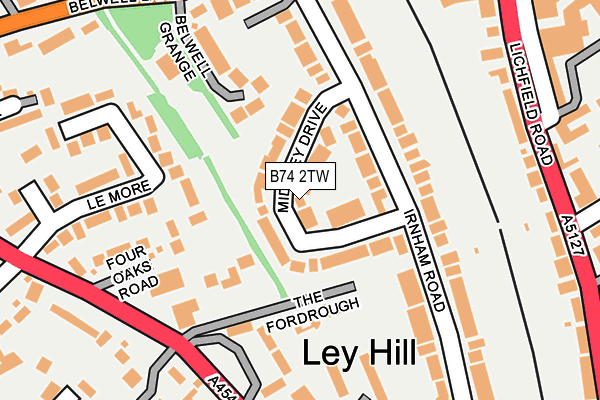 B74 2TW map - OS OpenMap – Local (Ordnance Survey)