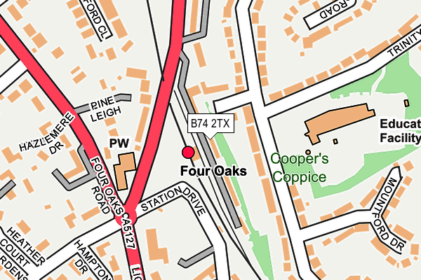B74 2TX map - OS OpenMap – Local (Ordnance Survey)