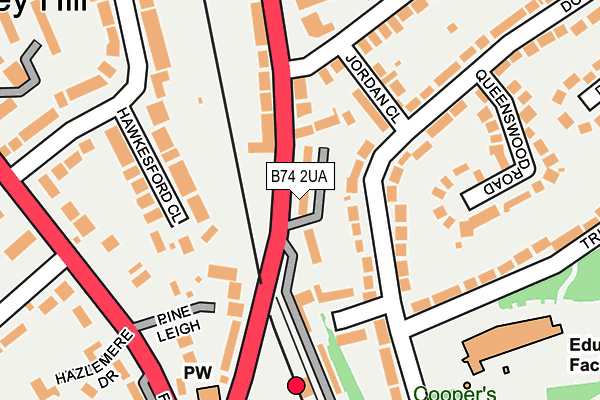 B74 2UA map - OS OpenMap – Local (Ordnance Survey)