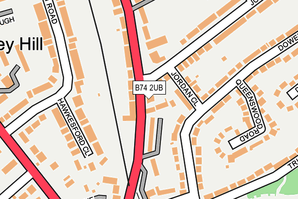 B74 2UB map - OS OpenMap – Local (Ordnance Survey)