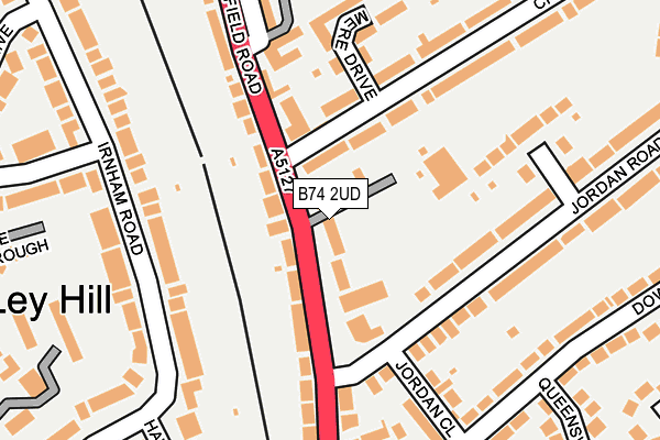 B74 2UD map - OS OpenMap – Local (Ordnance Survey)