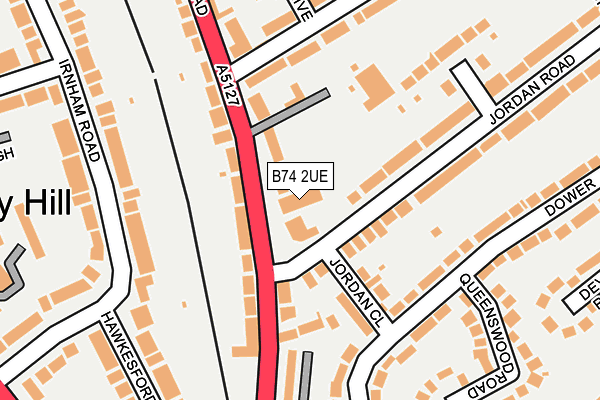 B74 2UE map - OS OpenMap – Local (Ordnance Survey)