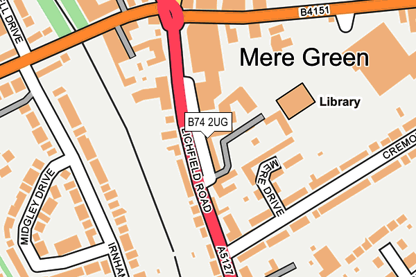 B74 2UG map - OS OpenMap – Local (Ordnance Survey)