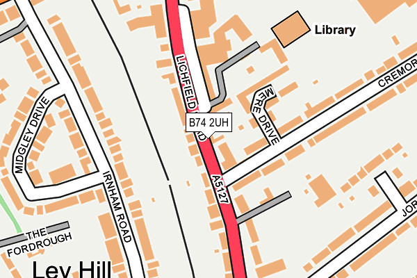 B74 2UH map - OS OpenMap – Local (Ordnance Survey)