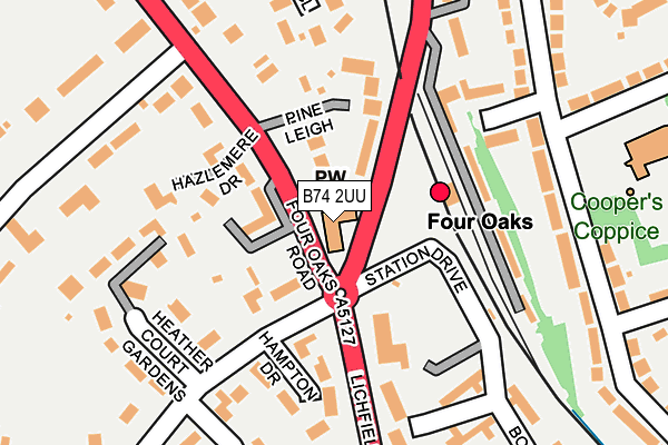 B74 2UU map - OS OpenMap – Local (Ordnance Survey)