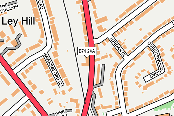 B74 2XA map - OS OpenMap – Local (Ordnance Survey)