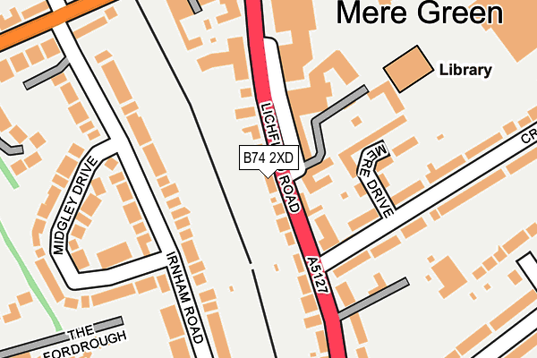 B74 2XD map - OS OpenMap – Local (Ordnance Survey)