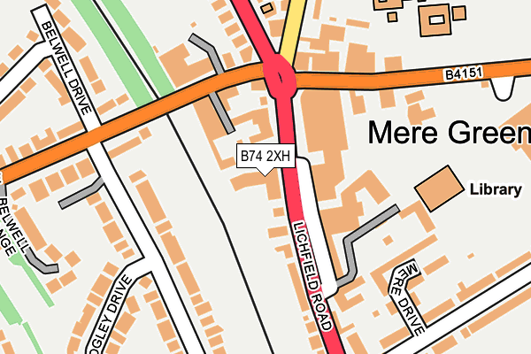 B74 2XH map - OS OpenMap – Local (Ordnance Survey)