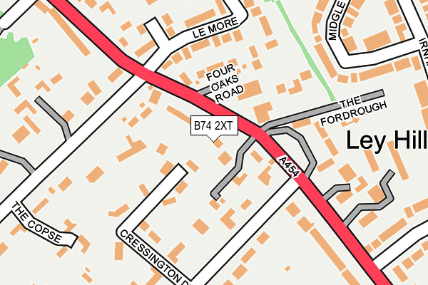 B74 2XT map - OS OpenMap – Local (Ordnance Survey)