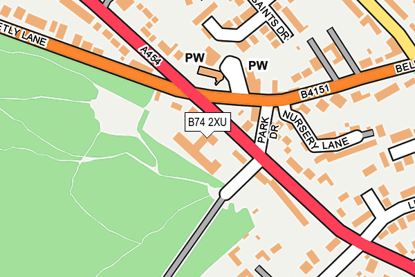 B74 2XU map - OS OpenMap – Local (Ordnance Survey)