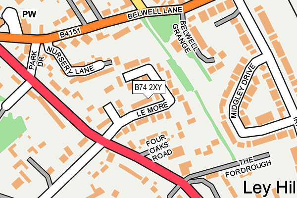 B74 2XY map - OS OpenMap – Local (Ordnance Survey)