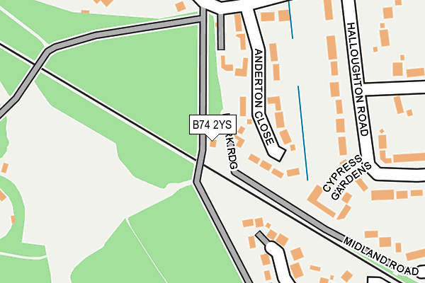 B74 2YS map - OS OpenMap – Local (Ordnance Survey)