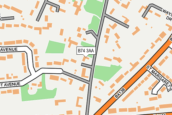 B74 3AA map - OS OpenMap – Local (Ordnance Survey)