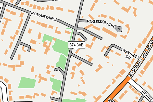 B74 3AB map - OS OpenMap – Local (Ordnance Survey)