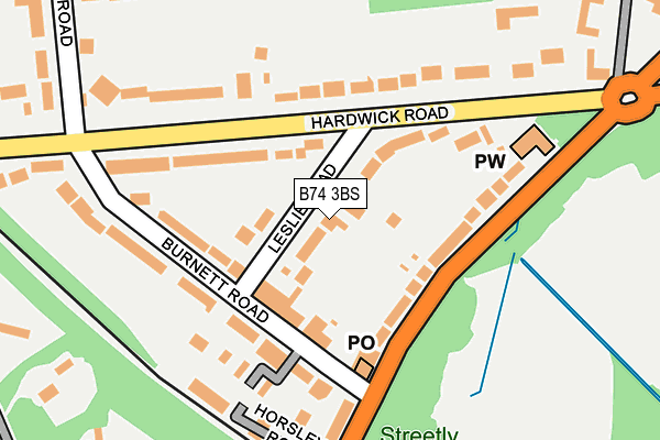 B74 3BS map - OS OpenMap – Local (Ordnance Survey)