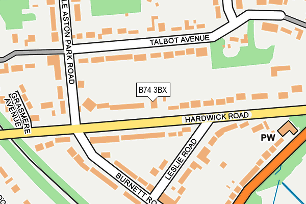 B74 3BX map - OS OpenMap – Local (Ordnance Survey)