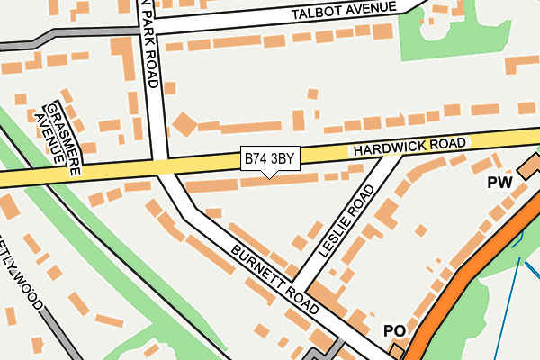 B74 3BY map - OS OpenMap – Local (Ordnance Survey)