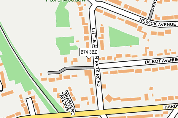B74 3BZ map - OS OpenMap – Local (Ordnance Survey)