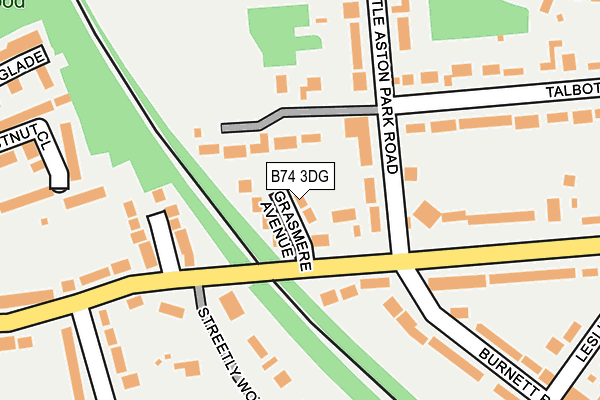 B74 3DG map - OS OpenMap – Local (Ordnance Survey)