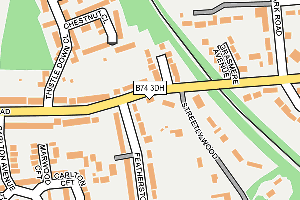 B74 3DH map - OS OpenMap – Local (Ordnance Survey)