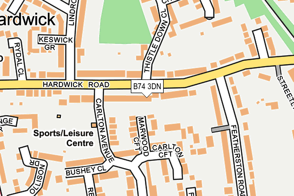 B74 3DN map - OS OpenMap – Local (Ordnance Survey)