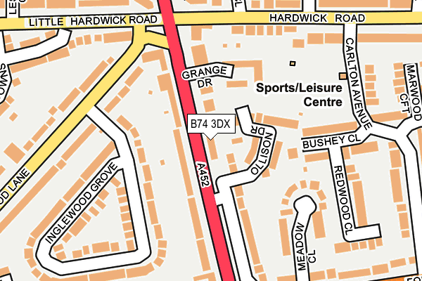 B74 3DX map - OS OpenMap – Local (Ordnance Survey)