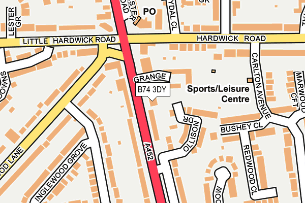 B74 3DY map - OS OpenMap – Local (Ordnance Survey)
