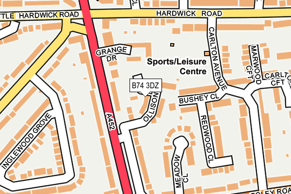 B74 3DZ map - OS OpenMap – Local (Ordnance Survey)