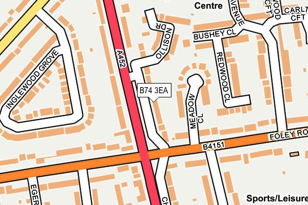 B74 3EA map - OS OpenMap – Local (Ordnance Survey)