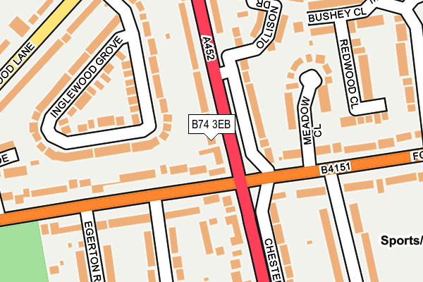 B74 3EB map - OS OpenMap – Local (Ordnance Survey)