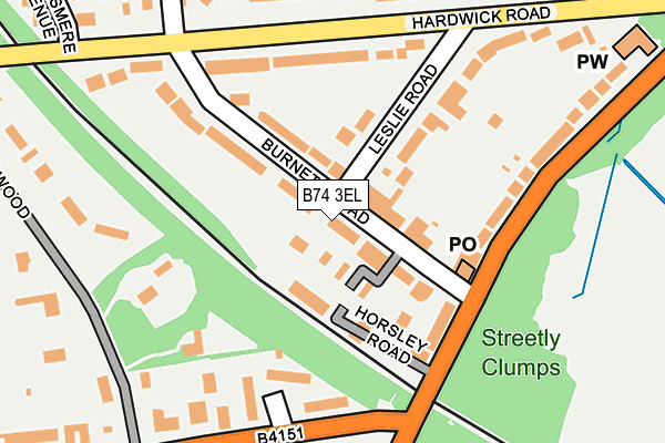 B74 3EL map - OS OpenMap – Local (Ordnance Survey)