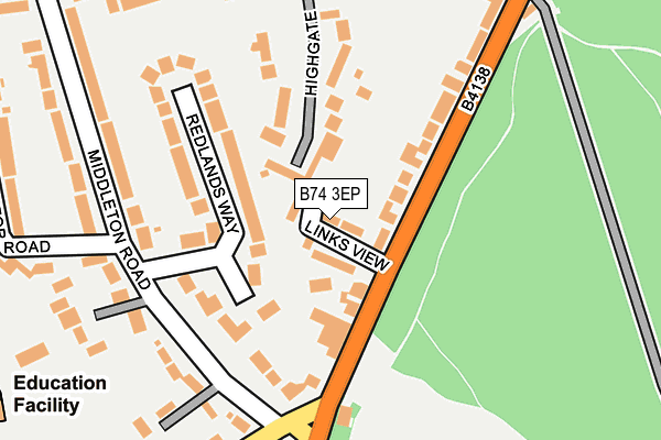 B74 3EP map - OS OpenMap – Local (Ordnance Survey)