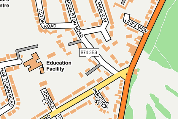 B74 3ES map - OS OpenMap – Local (Ordnance Survey)