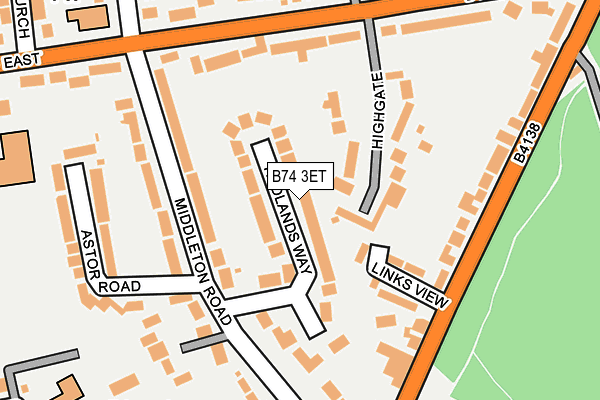B74 3ET map - OS OpenMap – Local (Ordnance Survey)