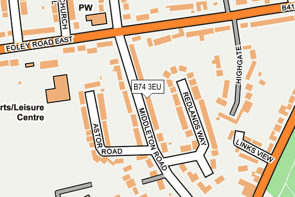 B74 3EU map - OS OpenMap – Local (Ordnance Survey)