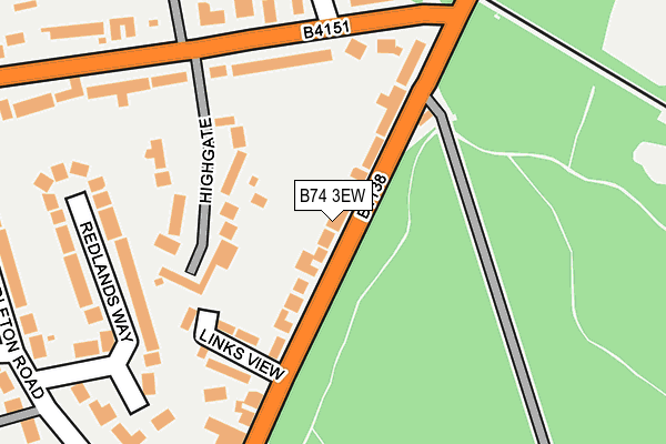B74 3EW map - OS OpenMap – Local (Ordnance Survey)