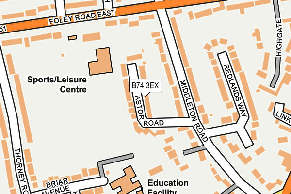 B74 3EX map - OS OpenMap – Local (Ordnance Survey)