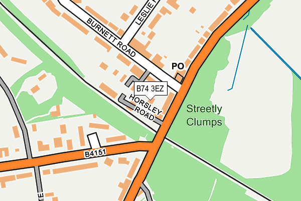 B74 3EZ map - OS OpenMap – Local (Ordnance Survey)