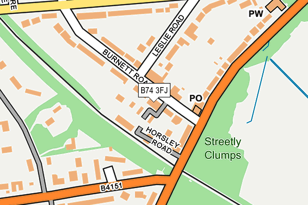 B74 3FJ map - OS OpenMap – Local (Ordnance Survey)